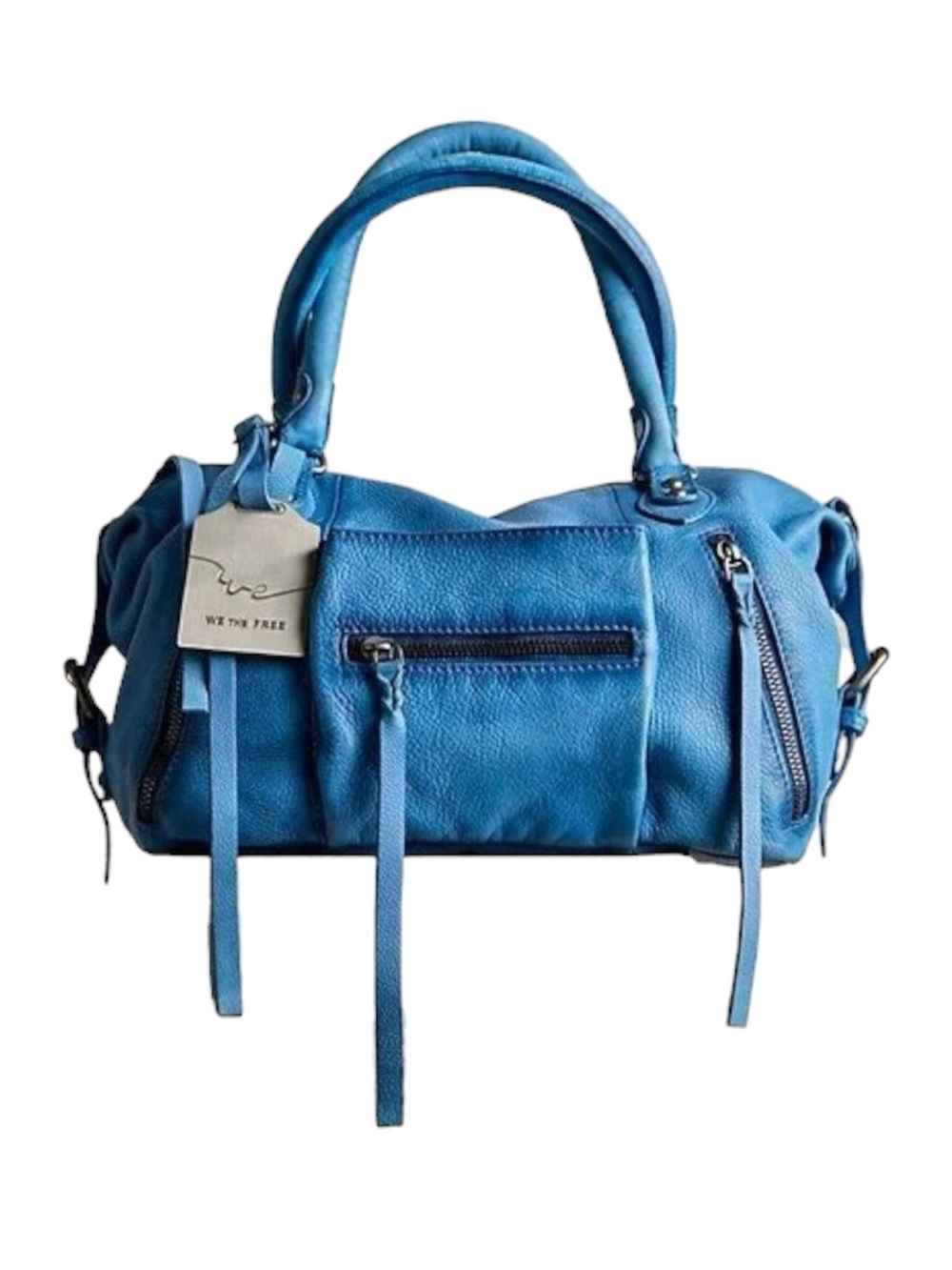 We The Free Leather Baby Emerson Tote Bag Santorini Blue New With Tags